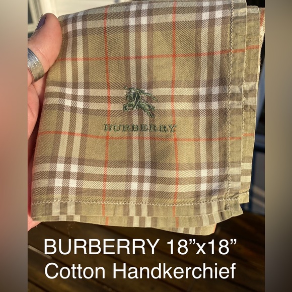 Burberry Other - BURBERRY Kahki Nova Check Handkerchief/ Cotton Scarf,18”Square🔥PERFECT🤧UNISEX